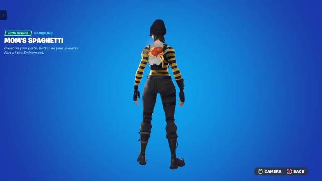 Fortnite eminem crossover event moms spaghetti cosmetic detail view.