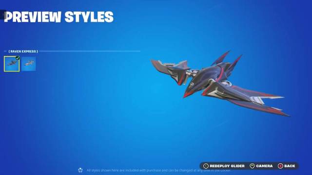 Fortnite eminem crossover event raven express cosmetic detail view.