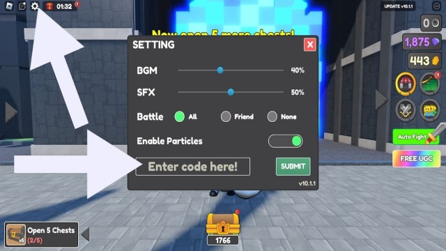 How to redeem codes in Chest Hero Simulator
