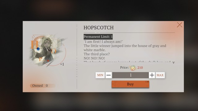 Hopscotch Psychube buying menu.