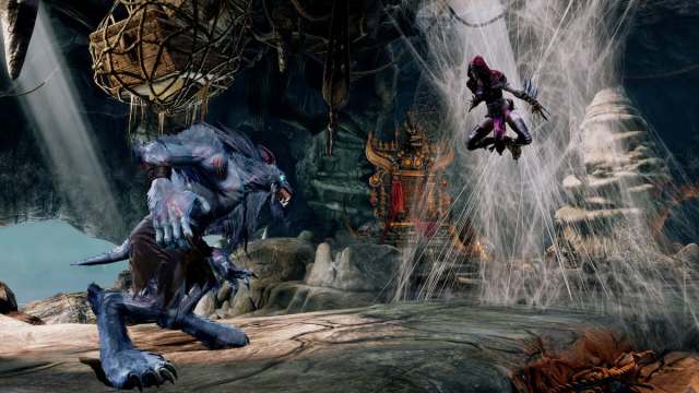 Promo image for Killer Instinct Anniversary Edition, showing Sabrewulf fighting against Sadira.
