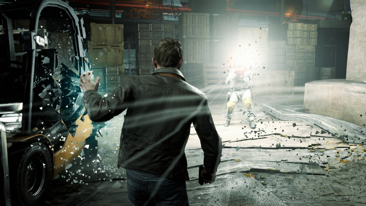 Promo Image for Quantum Break; showing protagonist Jack using his time manipulation powers on an enemy.