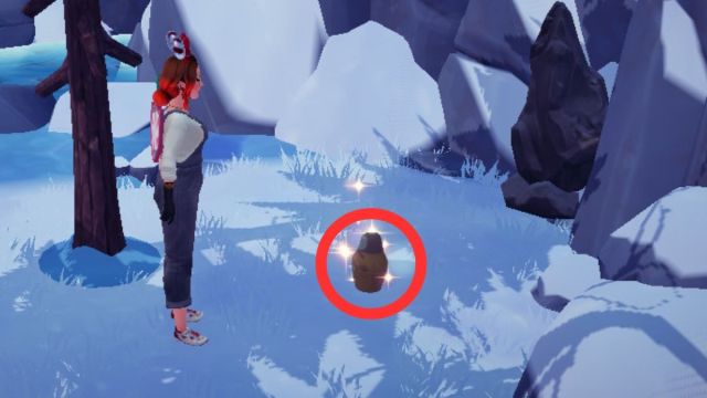 Matryoshka Dolls found in the frosted heights environment of disney dreamlight valley with a red circle around it.