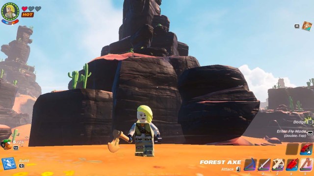Lego Frotnite character holding forest axe