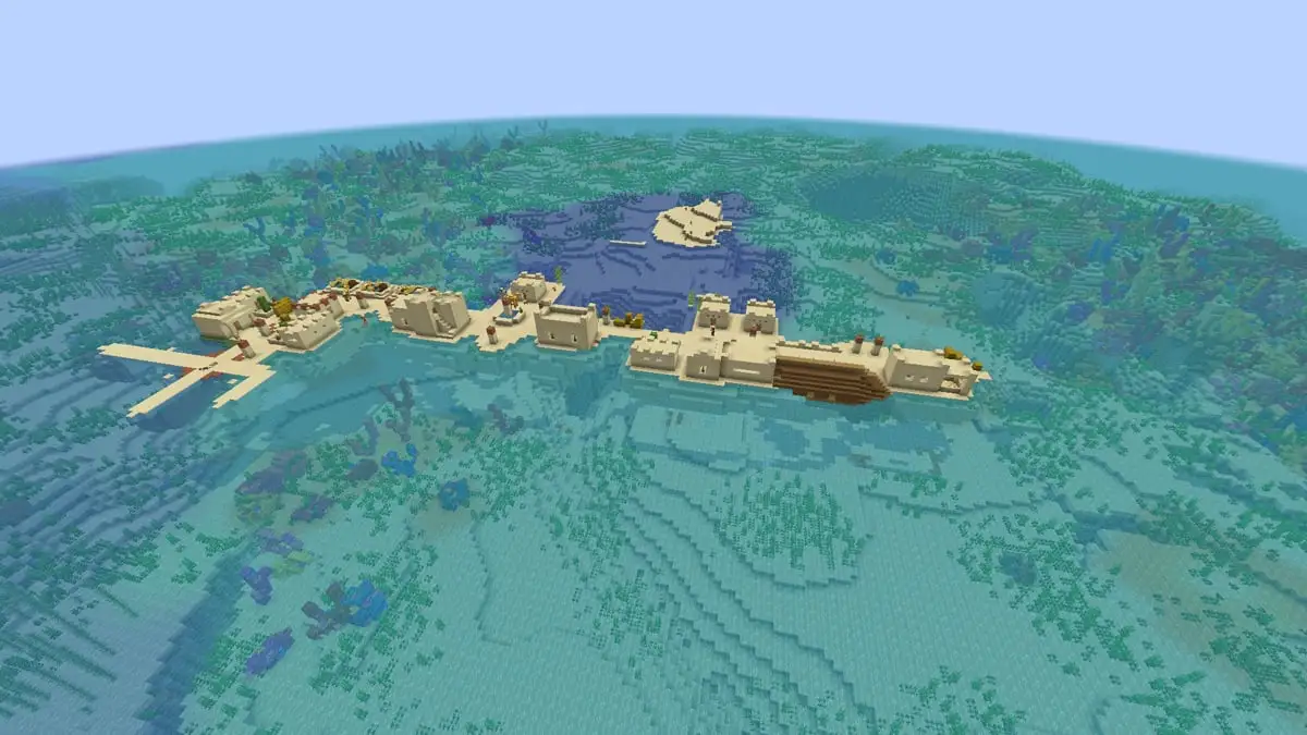 Desert village on long island in Minecraft