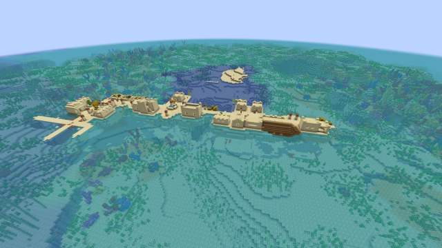 Desert village on long island in Minecraft