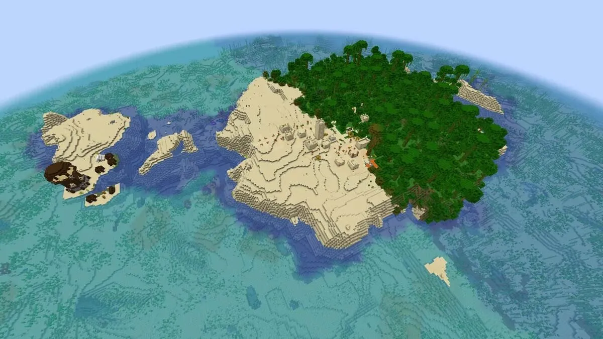 Desert island village in Minecraft