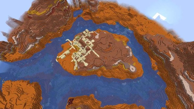Desert village and badlands in Minecraft