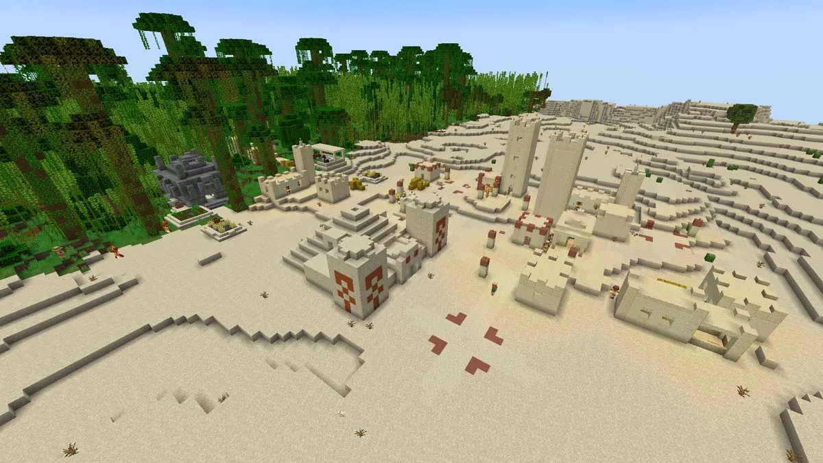 Desert village and jungle in Minecraft