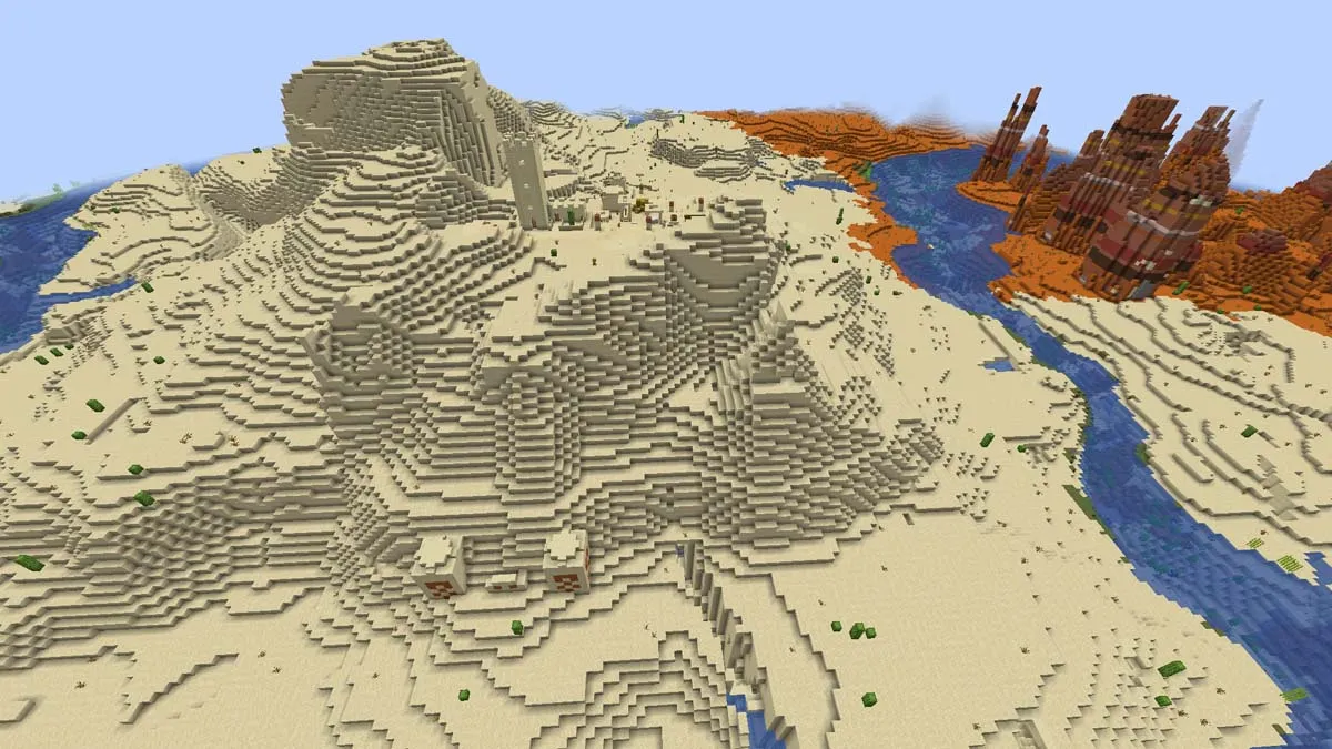 Desert temple and desert village in Minecraft