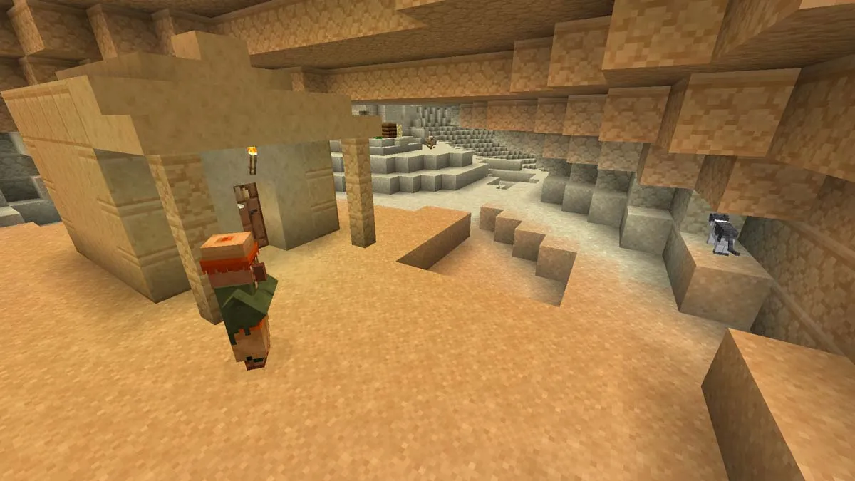 Underground house in desert village in Minecraft
