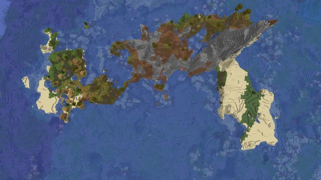 Island village in the ocean in Minecraft