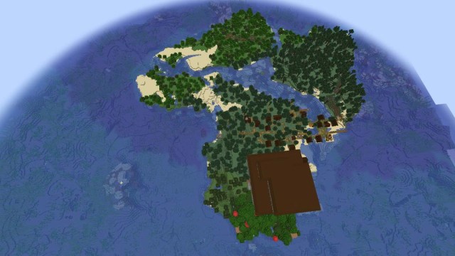Island village and woodland mansion in Minecraft