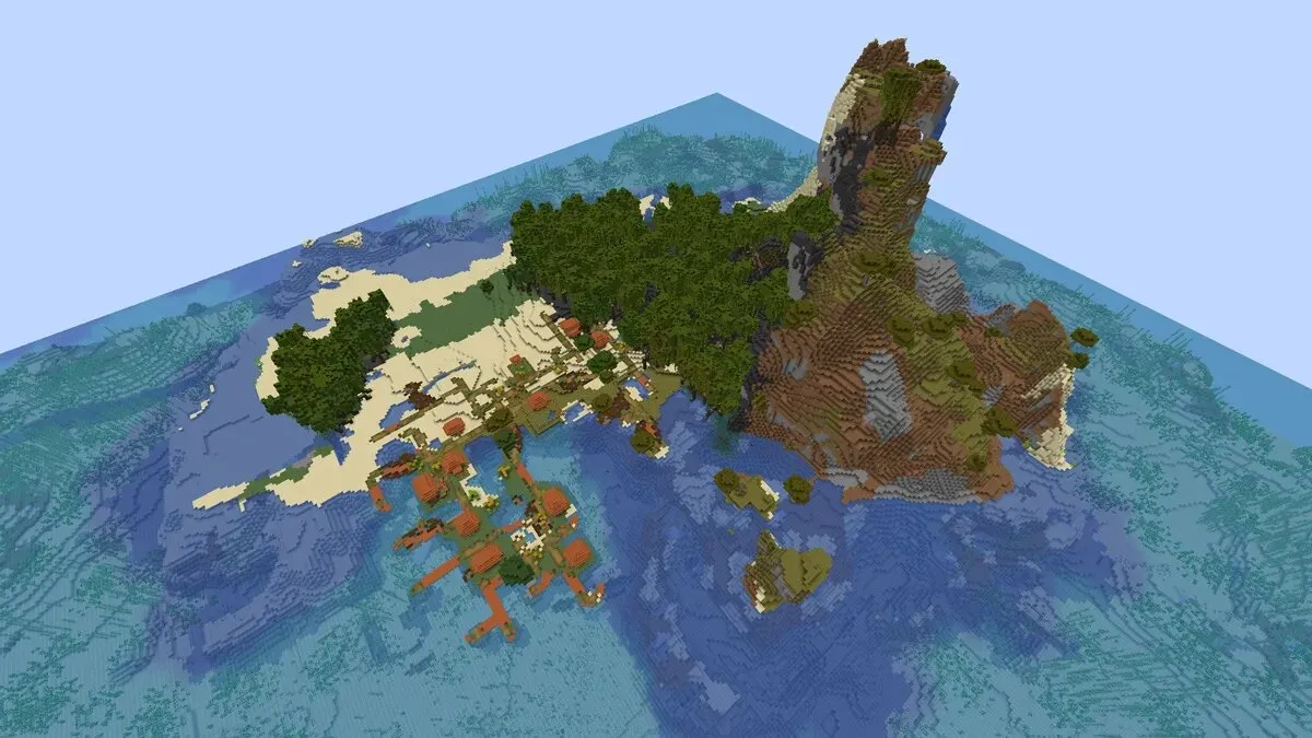 Mangrove island village at spawn in Minecraft