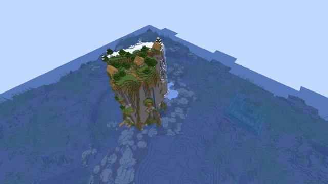 Tall island village at spawn in Minecraft