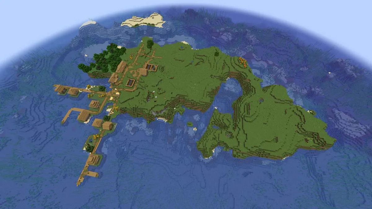 Large island village in Minecraft