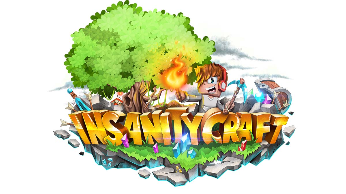 InsanityCraft prison server logo in Minecraft