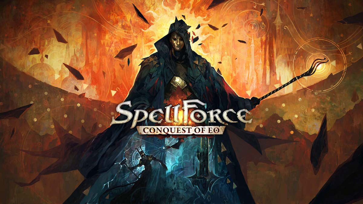 A mysterious, caped wizards holding staff in Spellforce Conquest of EO