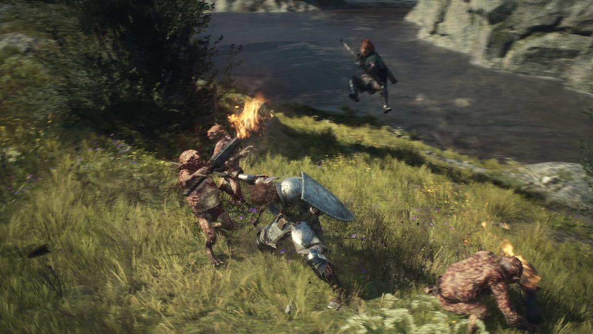 the player fighting golbins in dragons dogma 2