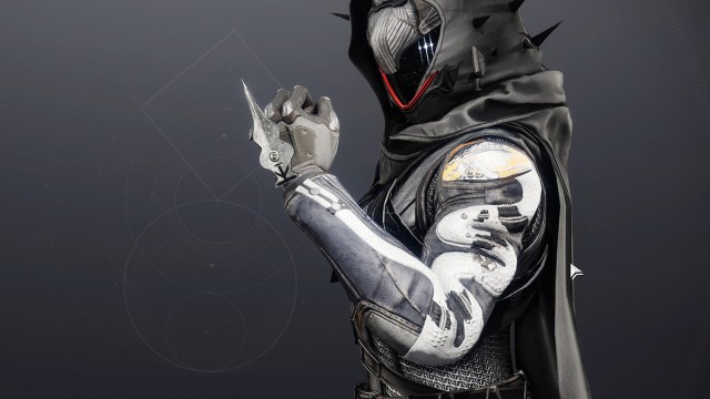 A Hunter wearing the Liar's Handshake Exotic Gauntlets