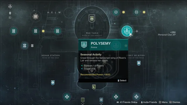 The H.E.L.M. Director screen showing where to start the Polysemy mission