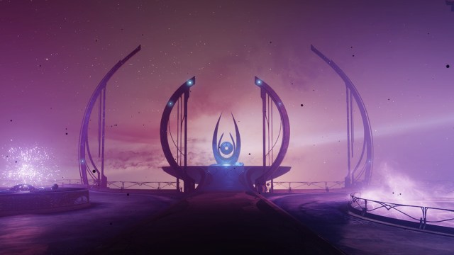 Mara Sov's throne in Destiny 2 in a massive, empty space