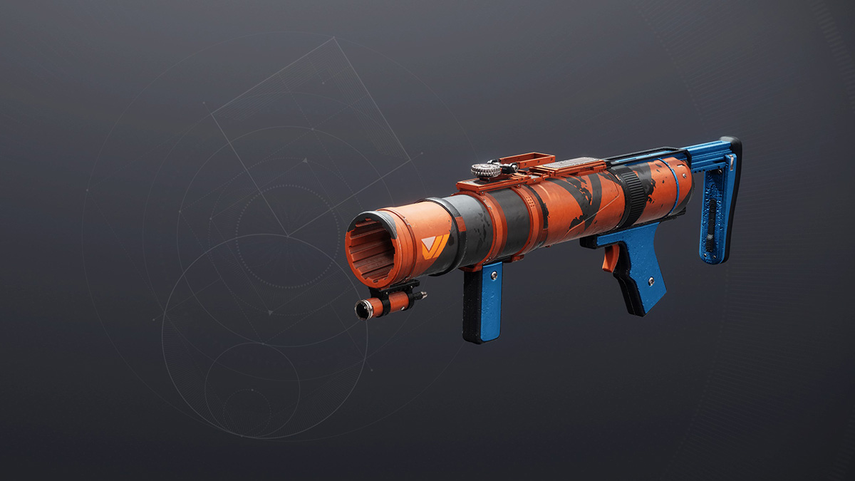Side view of the orange and blue Undercurrent grenade launcher