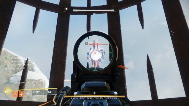 Shooting a Blighted Eye in a cage in Warlord's Ruin