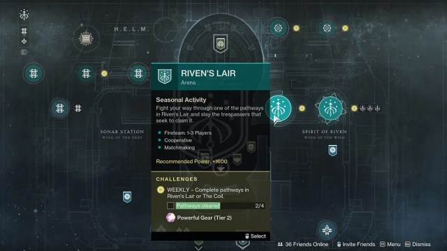 Map of Riven's Lair in the Director screen. 