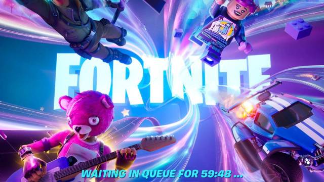 Fortnite long queue time image for chapter 5 season 1.