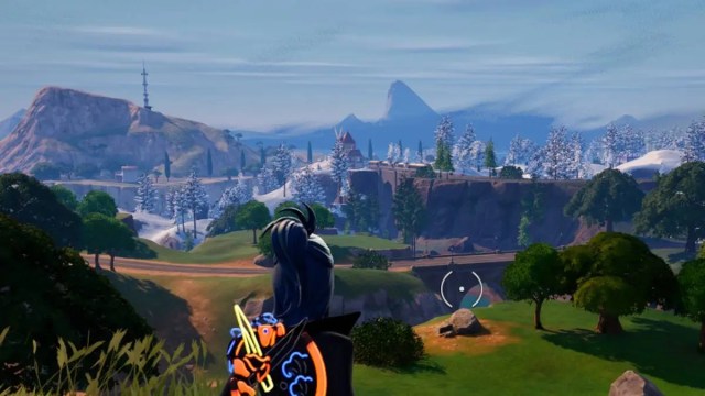 Fortnite character overlooking chapter 5 season 1 landscape.