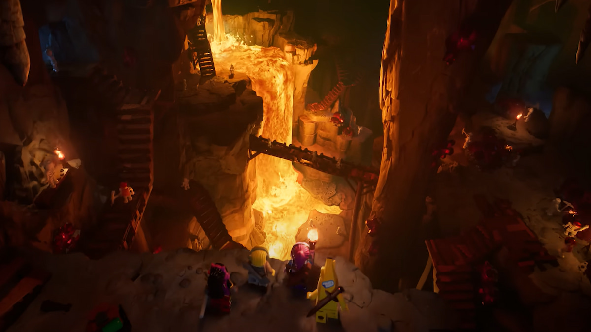 exploring a cave in lego fortnite