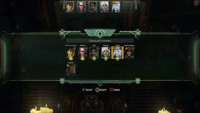 warhammer 40k rogue trader party select screen