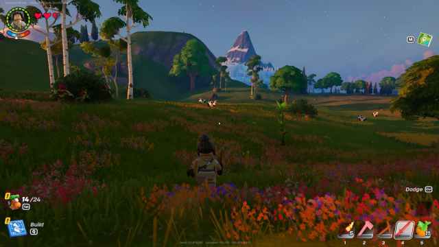 Player running in the Grasslands area