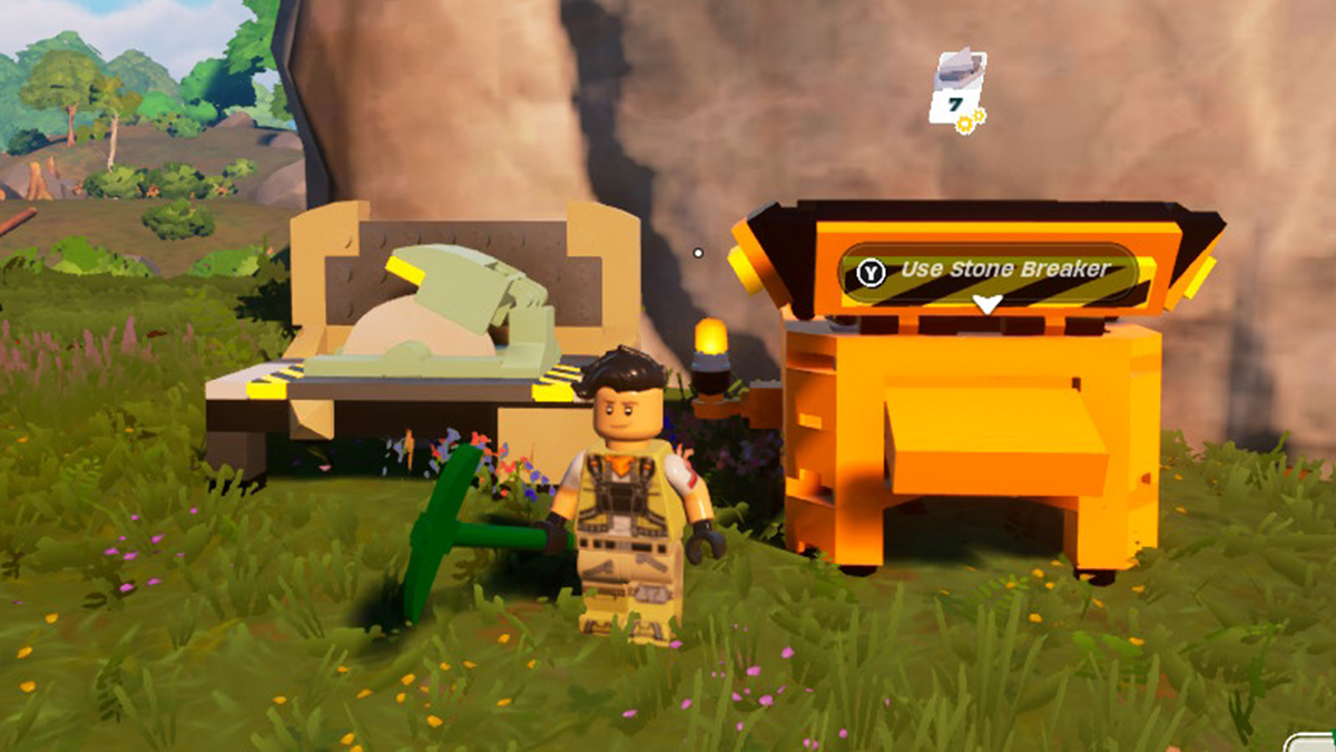 LEGO Player standing next to Stone Breaker