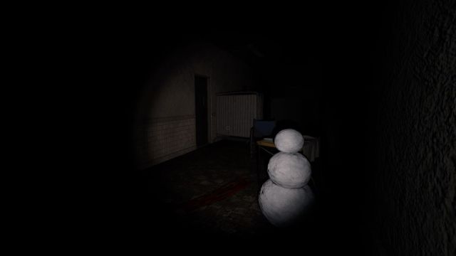 A snowman pointing at a Mysterious Part.