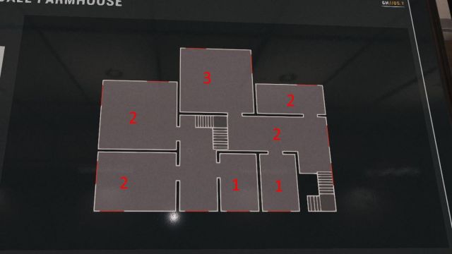 Second floor of Grafton Farmhouse map with numbers