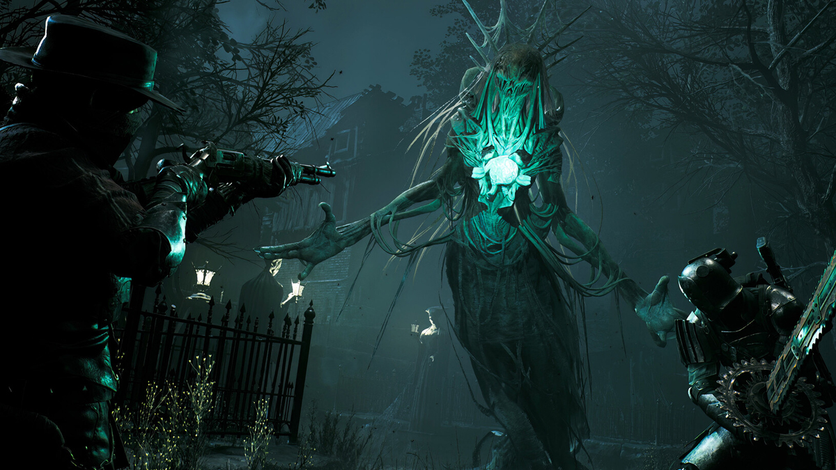Two characters facing an enemy in Remnant 2