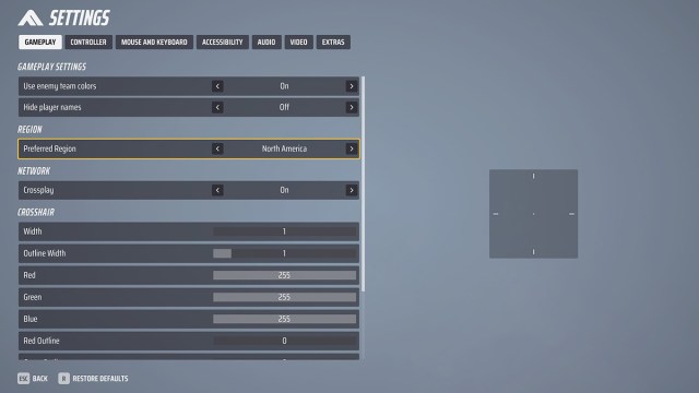 The settings menu in The Finals on PC