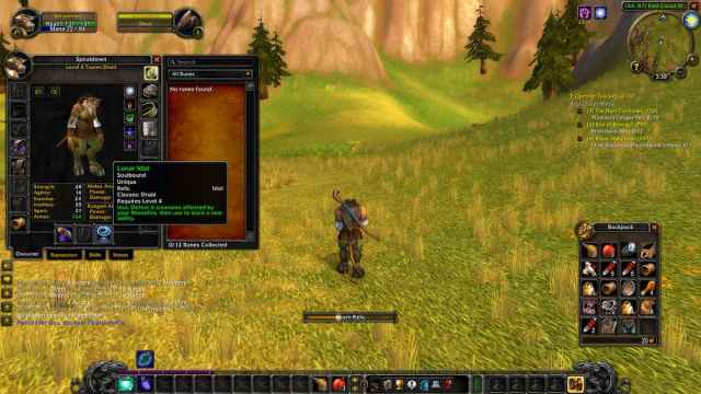 World of Warcraft's character screen for a Tauren Druid