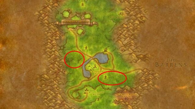 Map of the Barrens in WoW