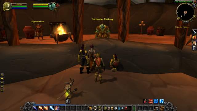 Players standing in front of Auctioneer in Orgrimmar