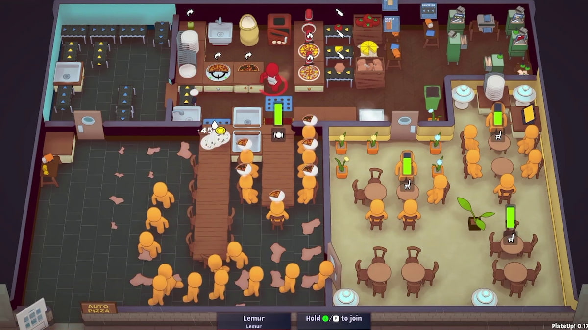 player characters expanding and managing a large restaurant in plateup!