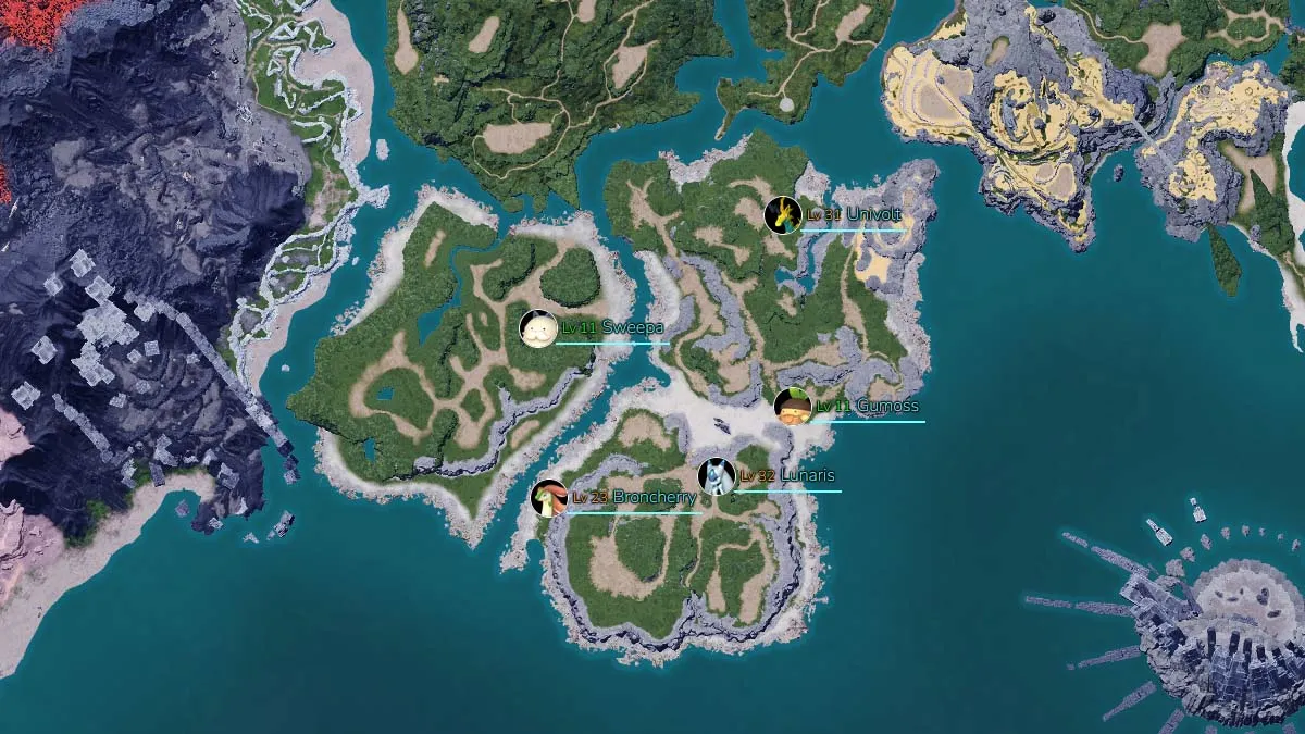 Hillside Islands Boss Locations in Palworld