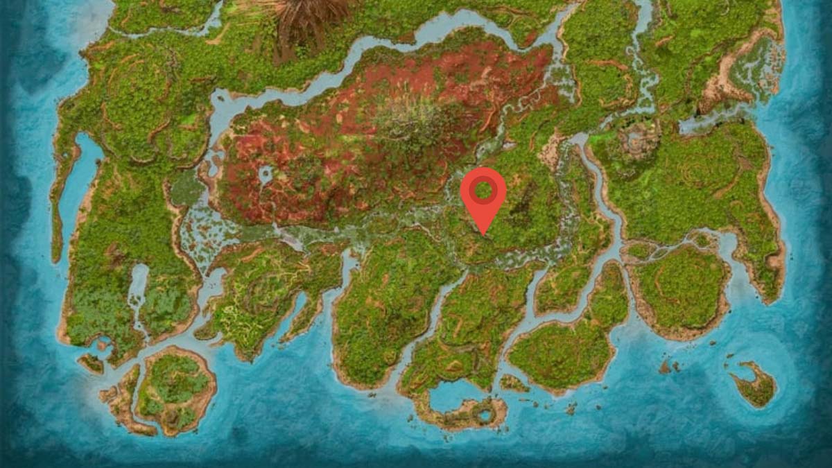 Upper South cave location on the ARK's map