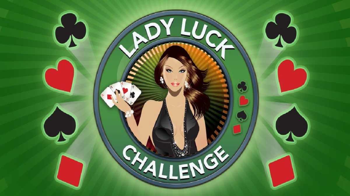 A woman in a black dress holding poker cards
