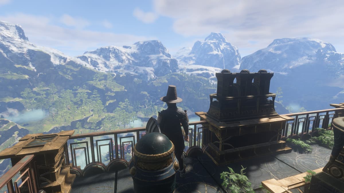 Character view from top of Springlands Ancient Spire.
