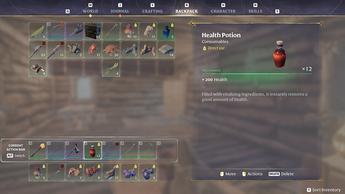The Health Potion menu in Enshrouded