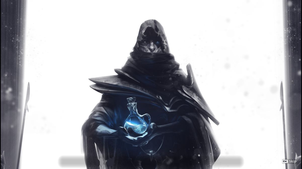 A wanderer holding an elixir in Enshrouded