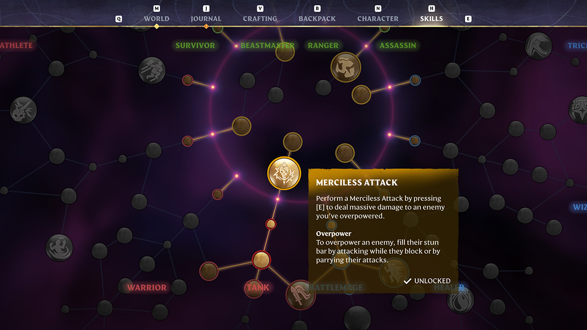 The Merciless Attack node in the Enshrouded skill tree